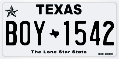 TX license plate BOY1542