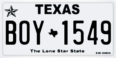 TX license plate BOY1549