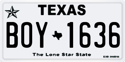 TX license plate BOY1636