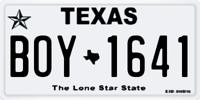 TX license plate BOY1641
