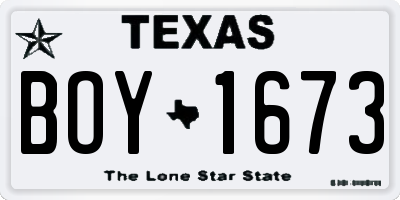 TX license plate BOY1673