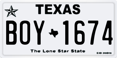 TX license plate BOY1674