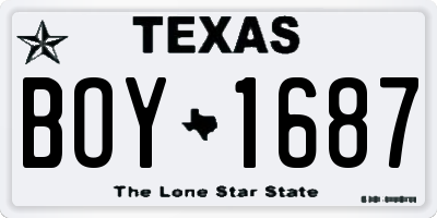 TX license plate BOY1687