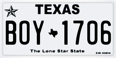 TX license plate BOY1706