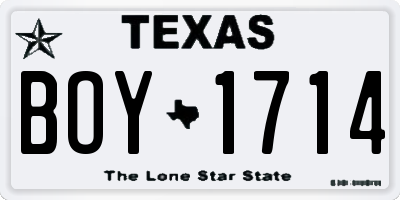 TX license plate BOY1714