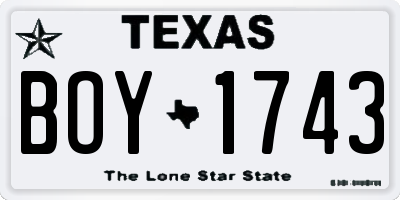 TX license plate BOY1743