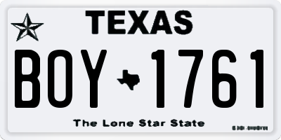 TX license plate BOY1761