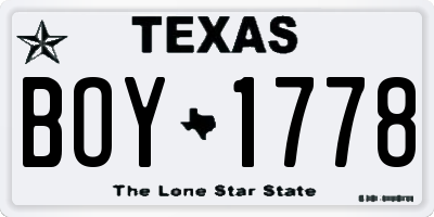 TX license plate BOY1778