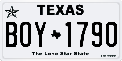 TX license plate BOY1790