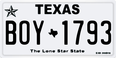 TX license plate BOY1793