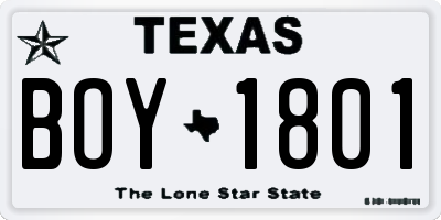 TX license plate BOY1801