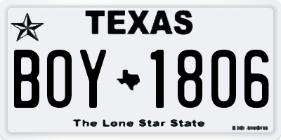 TX license plate BOY1806