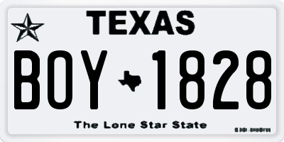 TX license plate BOY1828