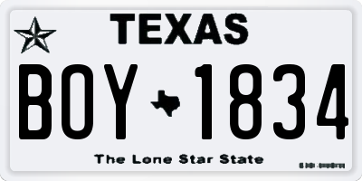 TX license plate BOY1834