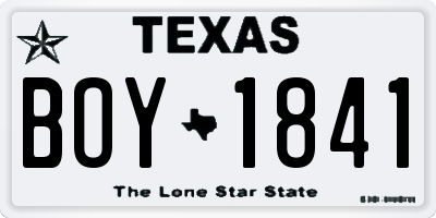 TX license plate BOY1841