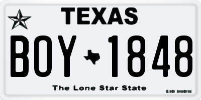 TX license plate BOY1848