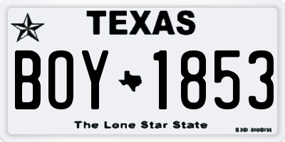 TX license plate BOY1853