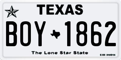 TX license plate BOY1862