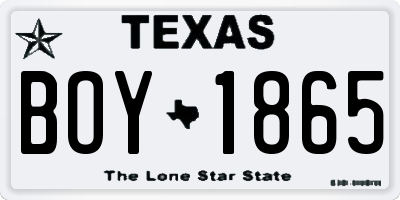 TX license plate BOY1865