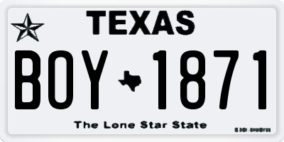TX license plate BOY1871