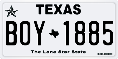 TX license plate BOY1885