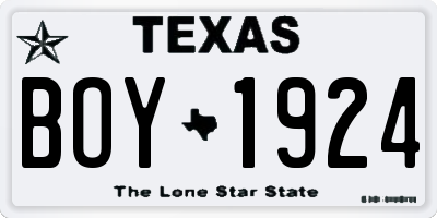 TX license plate BOY1924