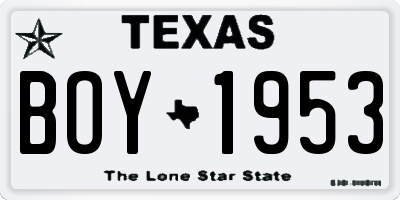 TX license plate BOY1953