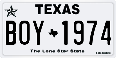 TX license plate BOY1974