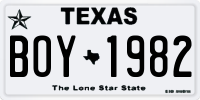 TX license plate BOY1982