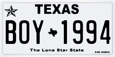 TX license plate BOY1994