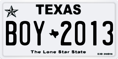 TX license plate BOY2013