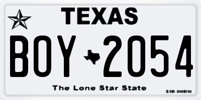 TX license plate BOY2054