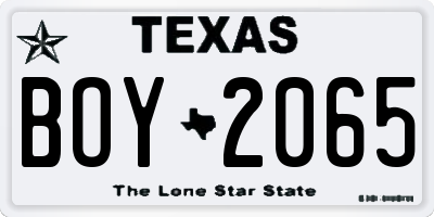 TX license plate BOY2065