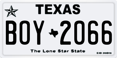 TX license plate BOY2066