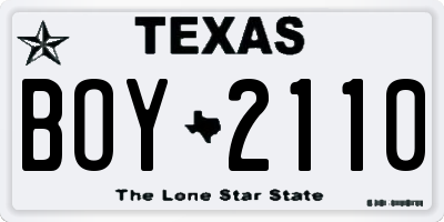 TX license plate BOY2110