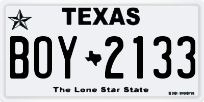 TX license plate BOY2133