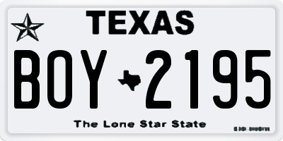 TX license plate BOY2195