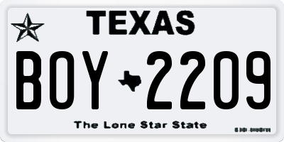 TX license plate BOY2209