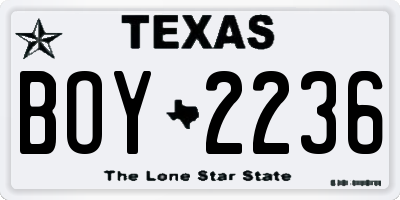 TX license plate BOY2236