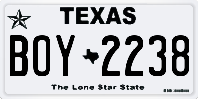 TX license plate BOY2238