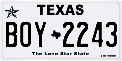 TX license plate BOY2243