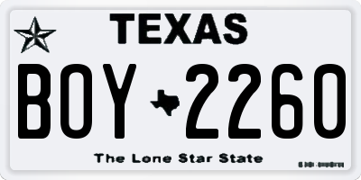 TX license plate BOY2260