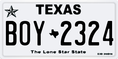 TX license plate BOY2324