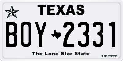 TX license plate BOY2331