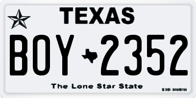TX license plate BOY2352