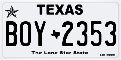 TX license plate BOY2353