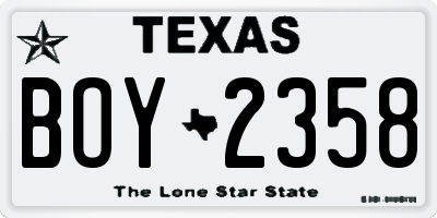 TX license plate BOY2358