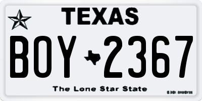TX license plate BOY2367