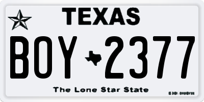 TX license plate BOY2377