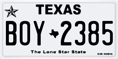 TX license plate BOY2385